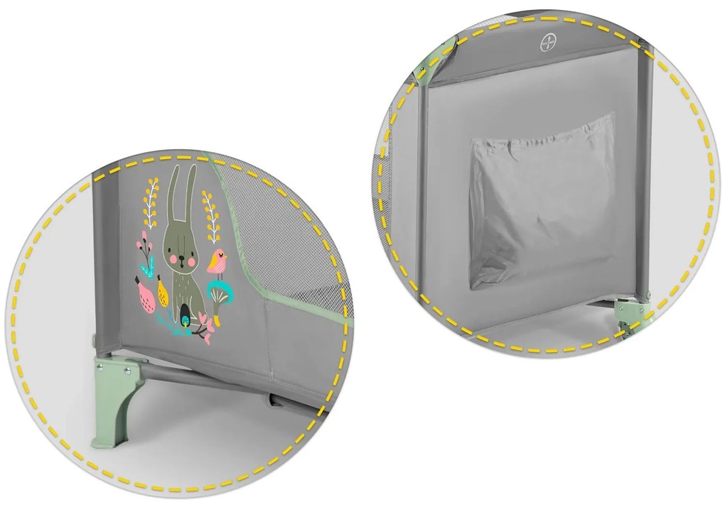 Ricokids Cestovná postieľka + matrac + taška 125 x 65 x 78 cm RK-240 mint grey