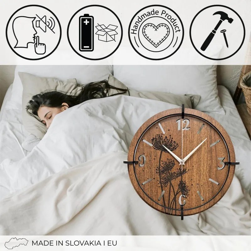 Drevené nástenné hodiny | Moderný dizajn a prírodný štý | SENTOP HDF0589-ORECH-WENGE