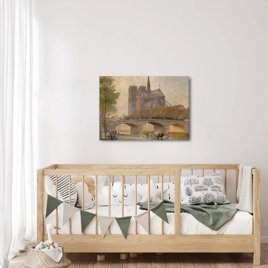 Obraz - Robert William Vonnoh, Notre Dame de Paris, reprodukcia (70x50 cm)