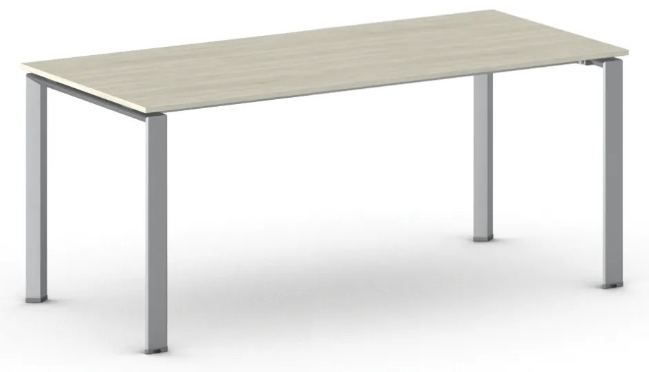Rokovací kancelársky stôl PRIMO INFINITY, 200x90 cm, sivostrieborná podnož, dub prírodný
