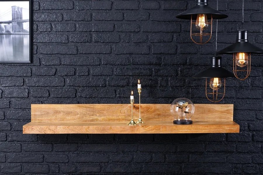Dizajnová nástenná polica Elegant 80 cm mango