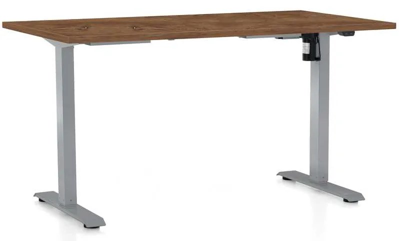 Výškovo nastaviteľný stôl OfficeTech A, 120 x 80 cm, sivá podnož, dub silverjack