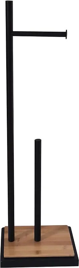 Čierny kúpeľňový stojan s úložným priestorom na papier