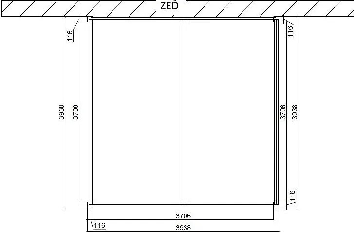 DEOKORK Záhradná hliníková pergola do stien 4x4 m (antracit)