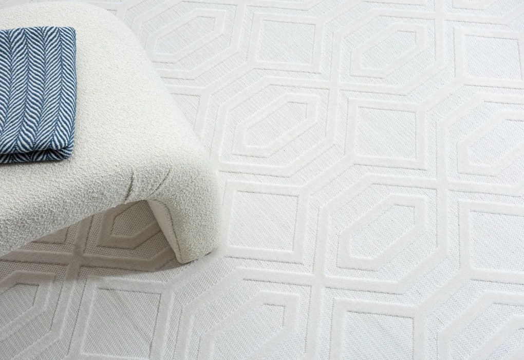 My Flair, Kusový koberec Eden II weiß – na von aj na doma, 100x160, biela, chodba / predsieň