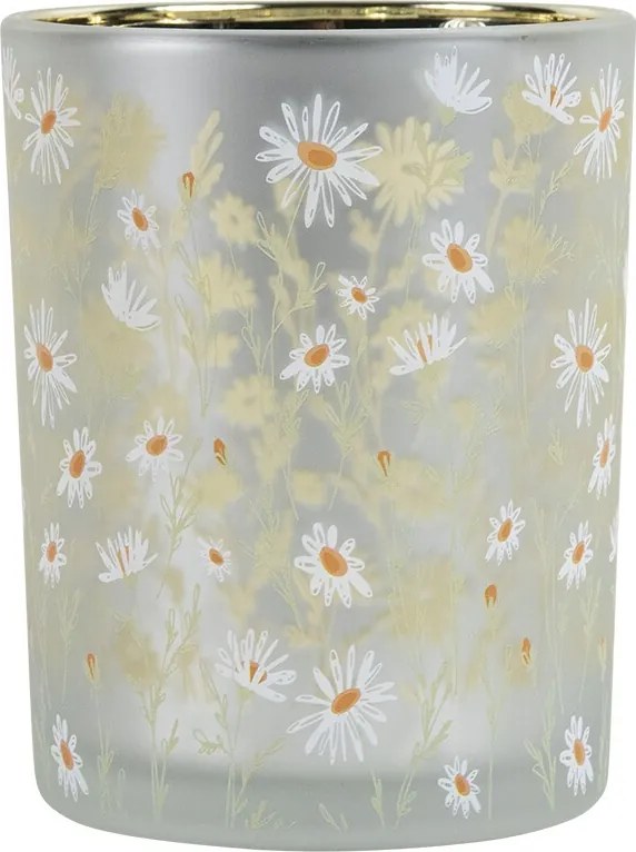 Sklenený svietnik so sedmokráskami Wild Flowers Daisies M - Ø 10*12 cm