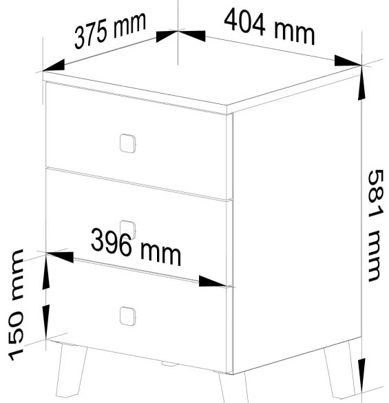 Nočný stolík MOBI K-03 biely / čierny