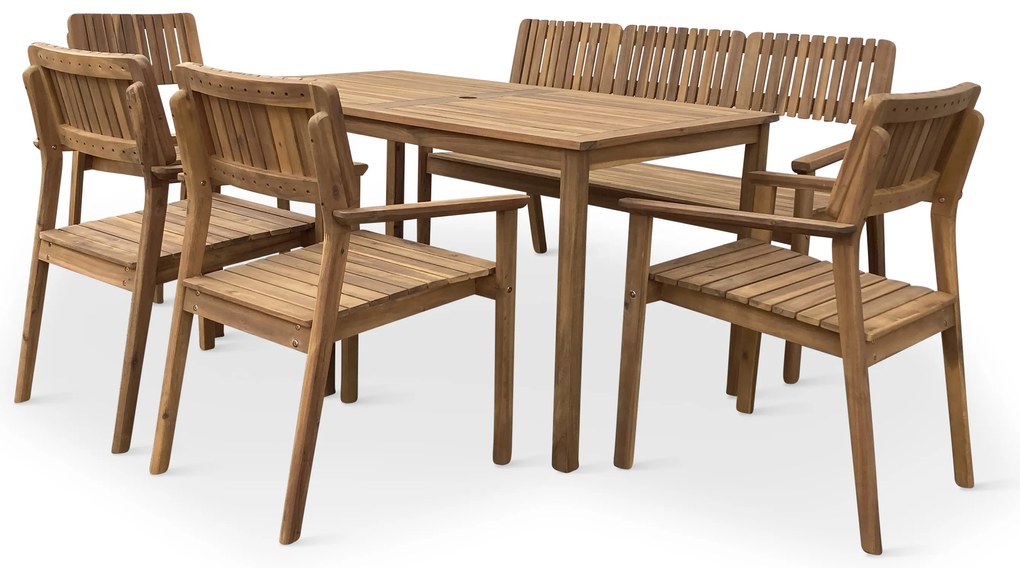 Noela Záhradný set LUCY - 1x stôl + 4x kreslo + 1x lavica 3-miestna