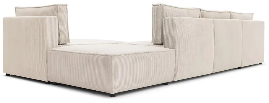 Krémovobiela menčestrová rohová pohovka (variabilná) Nihad modular – Bobochic Paris