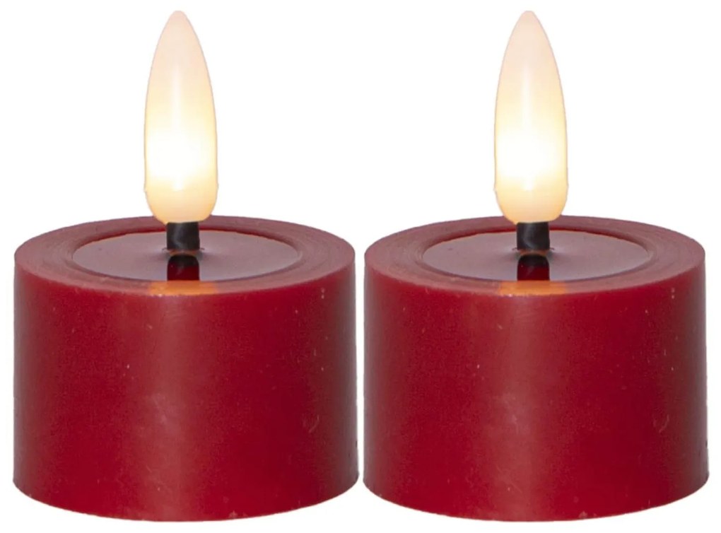 STAR TRADING Čajová LED svíčka Flamme Flow Red 4 cm – set 2 ks