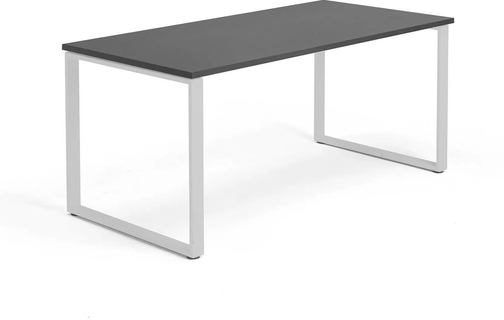 Kancelársky pracovný stôl Modulus, O-rám, 1600x800 mm, čierna/strieborná