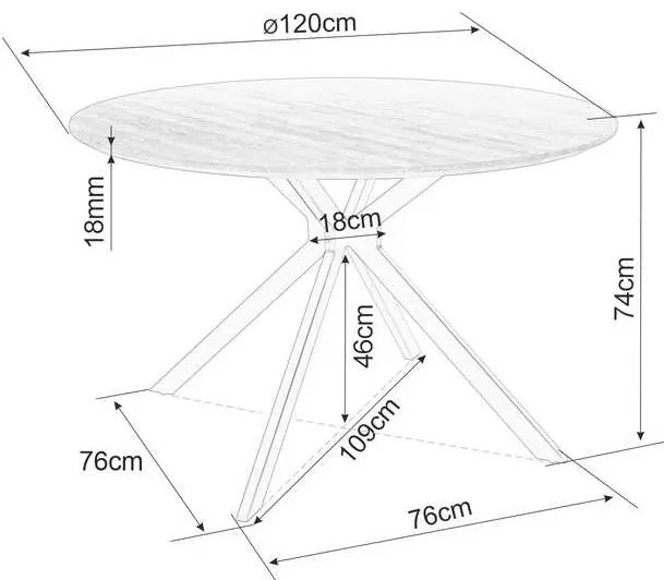 Jedálenský stôl Aster 120 cm, orech / čierna