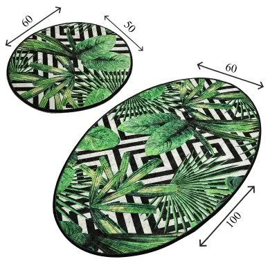 SADA 2x Kúpeľňová predložka TROPIC 60/100 cm zelená