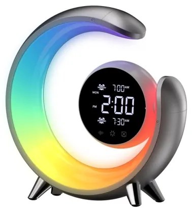 Immax 08985L-LED RGBW stmievateľná stolná lampa s budíkom LED/20W/5V USB striebo