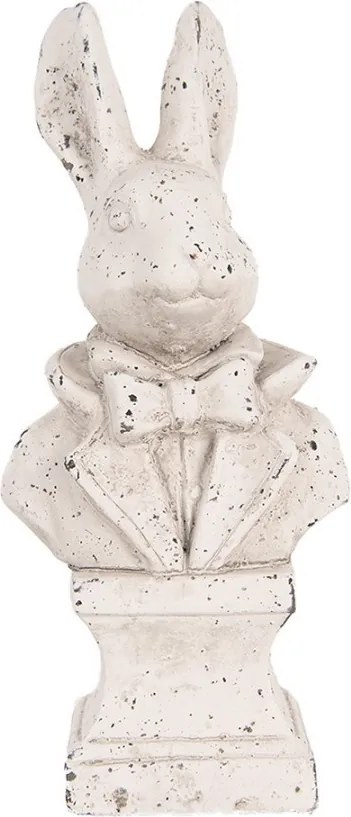 Biela antik cementová busta králik - 11*8*24 cm