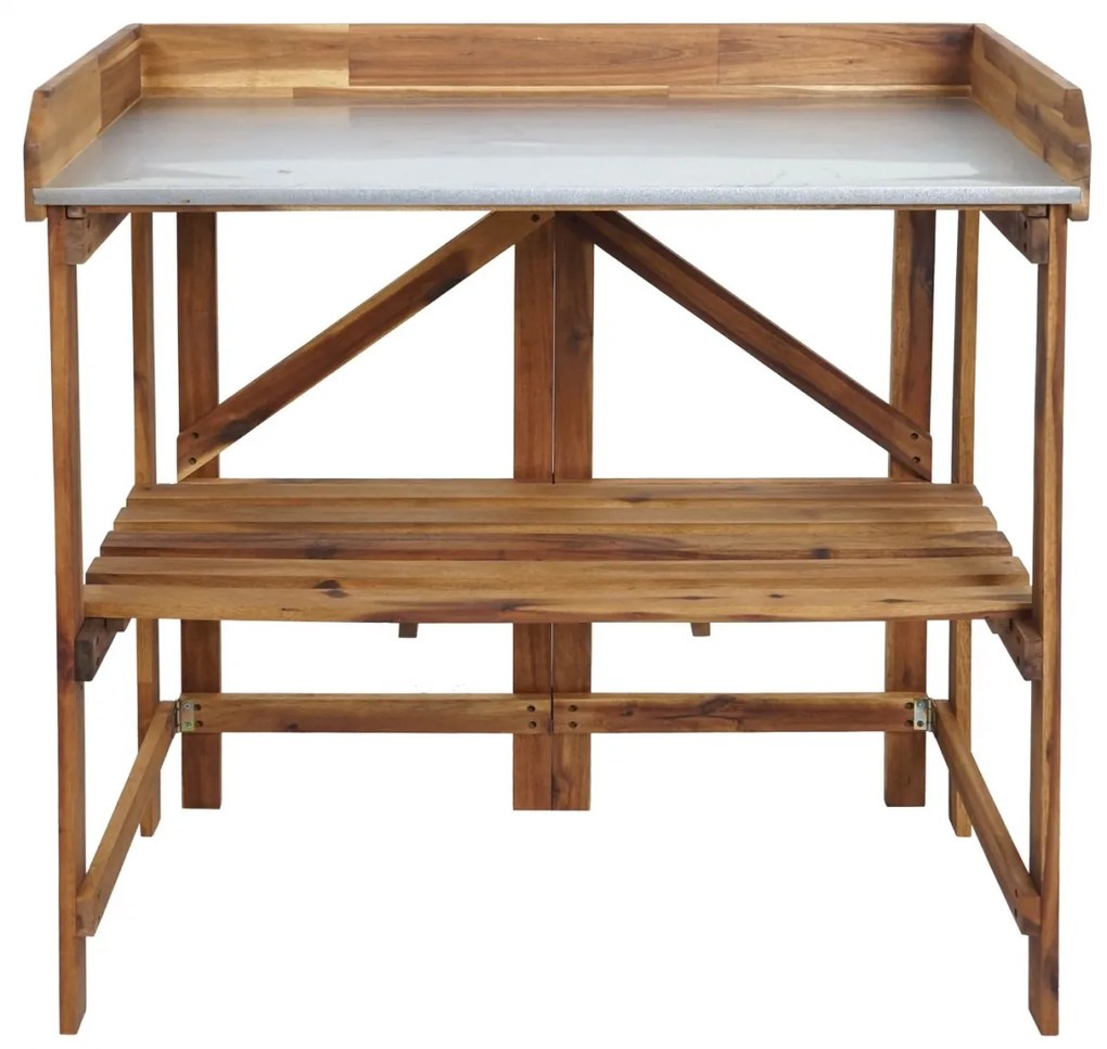 Stôl na rastliny HWC-L18, akáciové drevo - hnedá