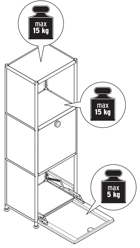 Kovová komoda »CN3 Slim Line« s 2 výklopnými priečinkami, hnedosivá