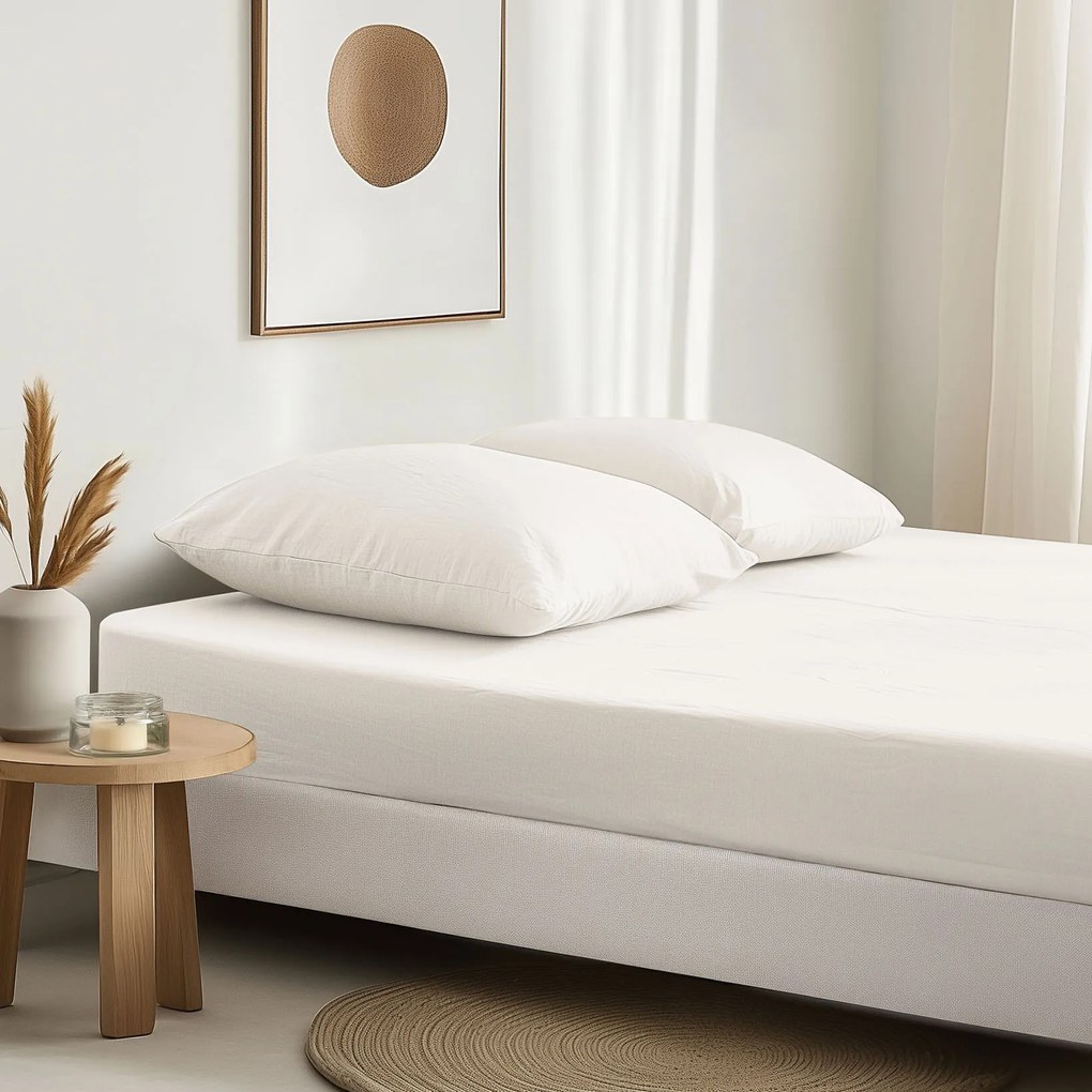 Goldea napínacia plachta z ľanovej zmesi - slonová kosť 120 x 200 cm