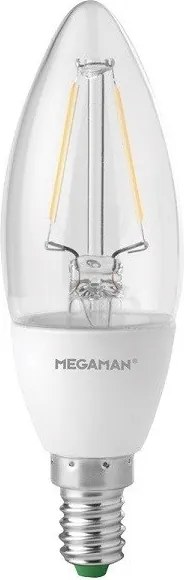 MEGAMAN LED filament.candle B35 3.2W/25W E14 2700K 220lm Dim 15Y retro LED žiarovka