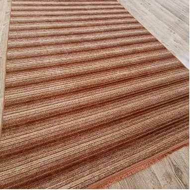 Pruhovaný koberec Saloon TERRA v červenej farbe – nízky vlas Rozmer: 120x170 cm