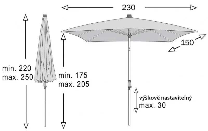 Knirps KNIRPS Automatic 230 x 150 cm - prémiový balkónový slnečník s kľučkou : Barvy slunečníků - DP040