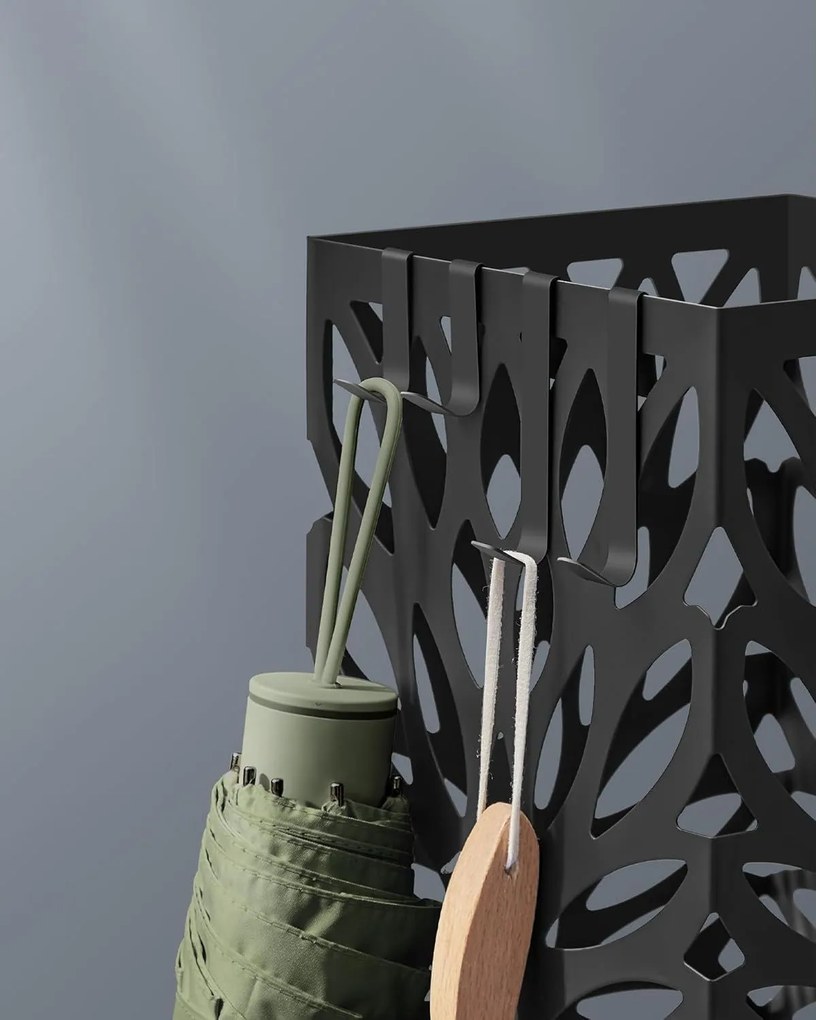 Stojan na dáždniky, držiak na dáždniky, oceľový, čierny