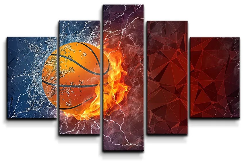 Sablio Obraz - 5-dílný Basketbalová lopta - 125x90 cm