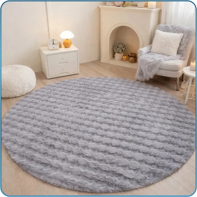 Koberec Rabbit Bubble strieborný kruh