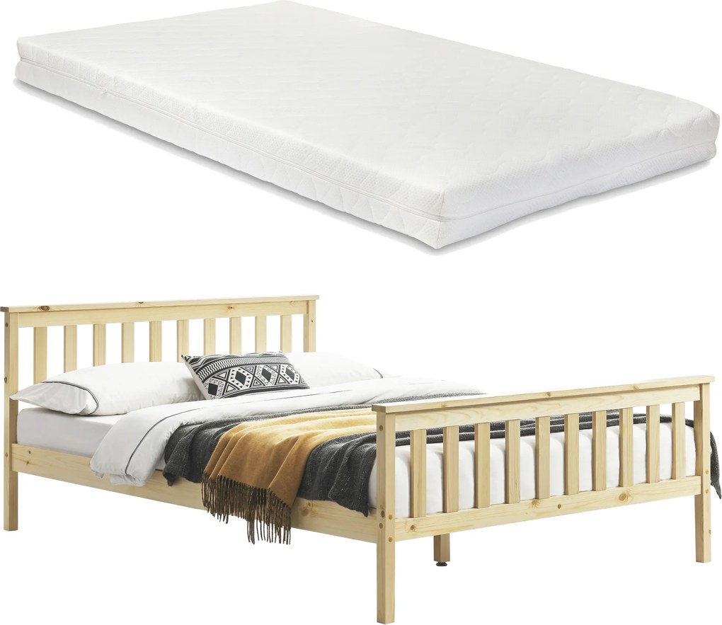[en.casa] Manželská posteľ ABWB-2010 s matracom a roštom 140x200 cm