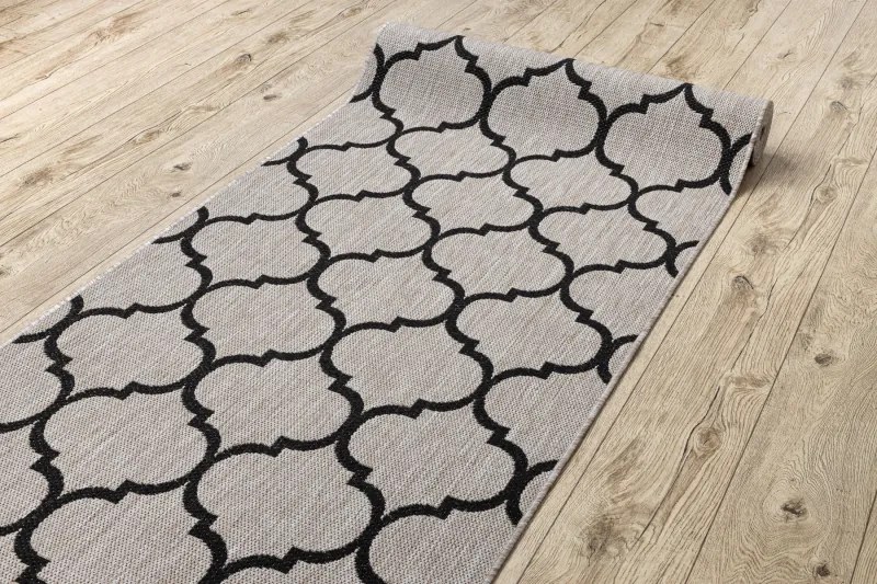 Behúň SIZAL FLOORLUX model 20608 Marocká mriežka strieborná / čierna Veľkosť: 80 cm