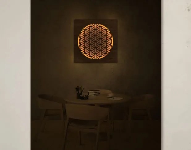 Obraz Kvet života s led podsvietením na batériu