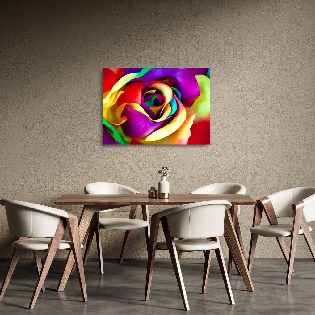 Sklenený obraz - Farebná ruža (70x50 cm)