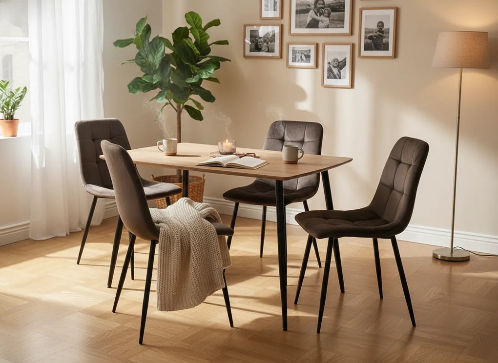 Noela Jedálenský set VILIS 120 + 4x stolička ARIA hnedá