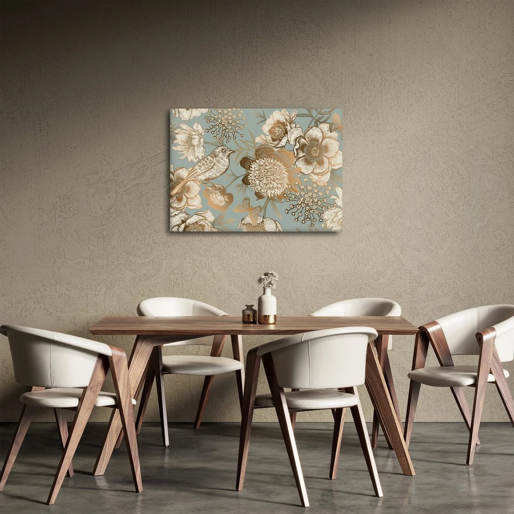Obraz - Záhrada s vtáčikom (70x50 cm)