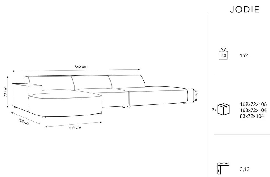 Béžová rohová pohovka z textílie bouclé (ľavý roh) Jodie – Micadoni Home