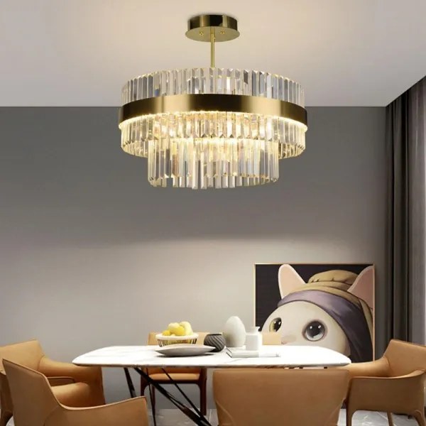 LED Stmievateľný luster na tyči LED/80W/230V 3000-6500K zlatá + diaľkové ovládanie