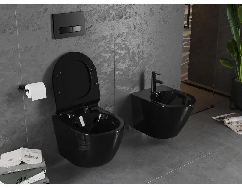Mexen Lena Rimless závesné WC so sedátkom s pomalým zatváraním, čierna lesklá, 30224070
