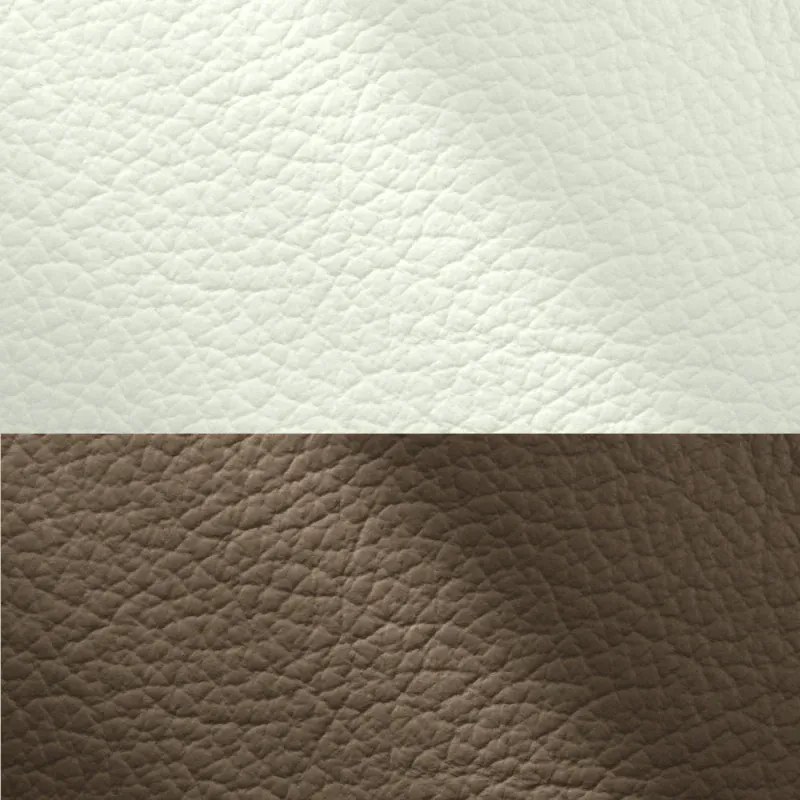 Kožená sedacia súprava CAPUCINE rohová, pravá, biela (bianco 309) / sv. hnedá (tortora 312)