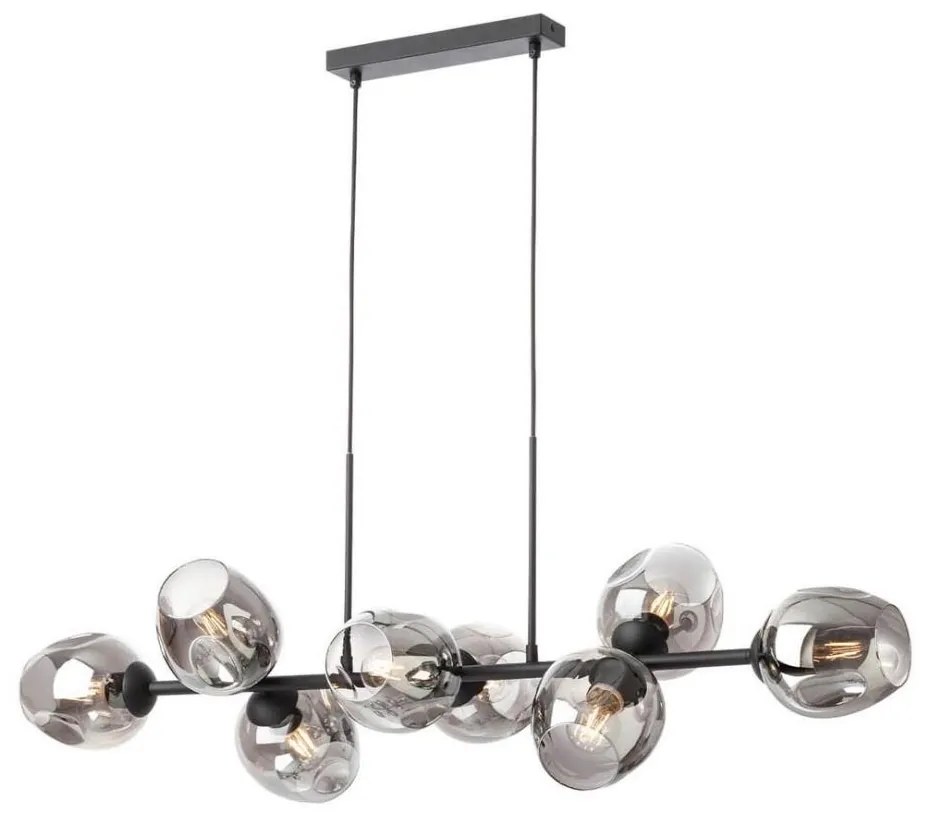 Redo 01-2622 - Luster na lanku PIERCE 8xE27/42W/230V čierna/dymová