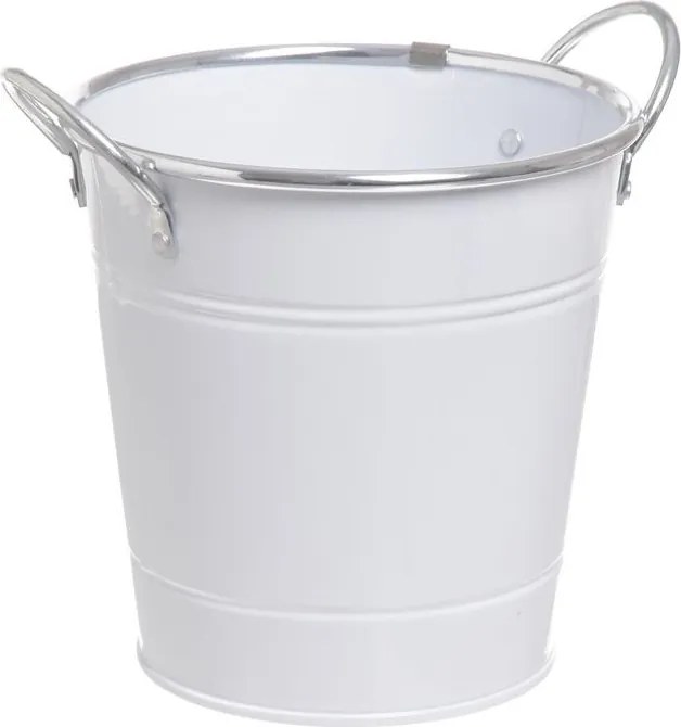 Vedierko s uškami – biele 13 cm