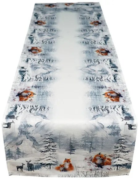 Obrus líšky v zimnom lese 40x140 cm