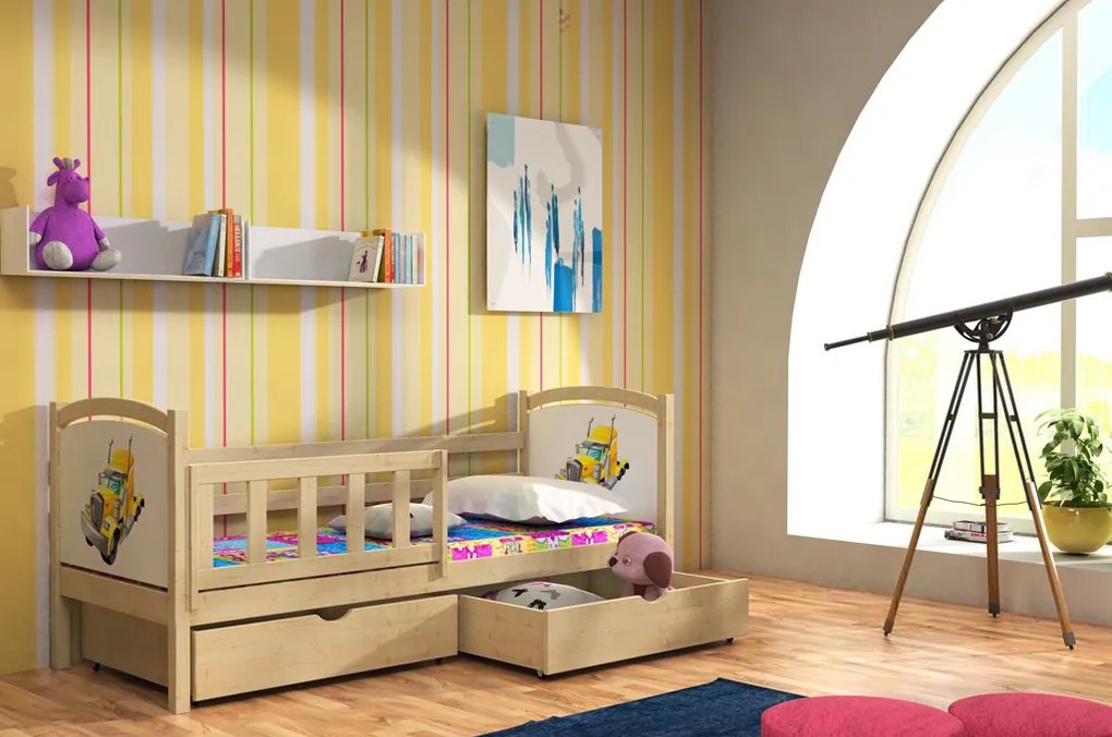 FA Oľga 13 180x80 detská posteľ s motívom Farba: Prírodná, Variant rošt: Bez roštu (-3 Eur)