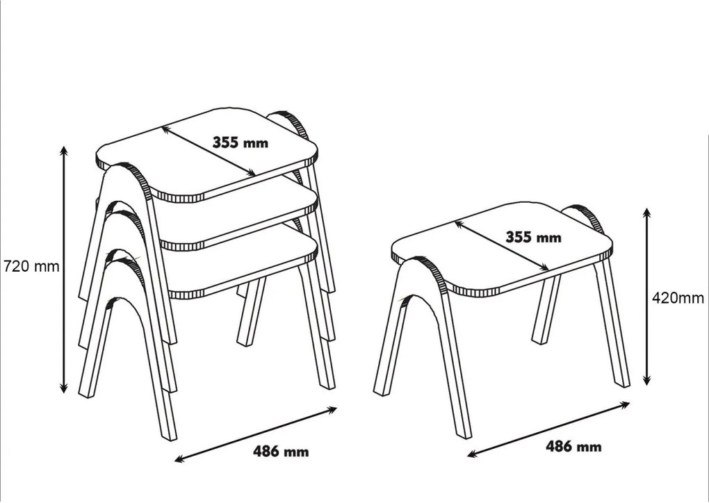 Sada 3 odkladacích stolíkov PARIS orech/biela