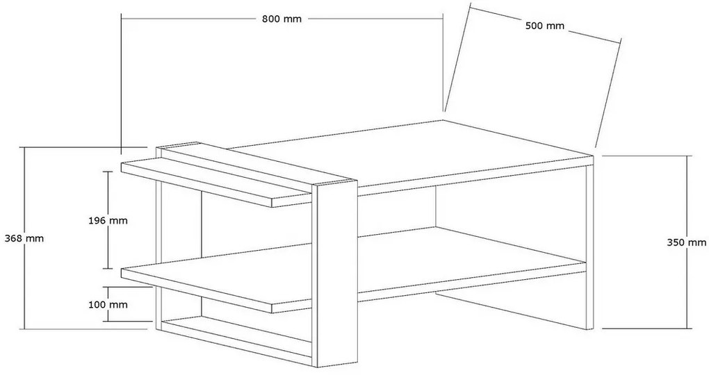 Konferenčný stolík Yonca Anthracite a Sapphire Oak