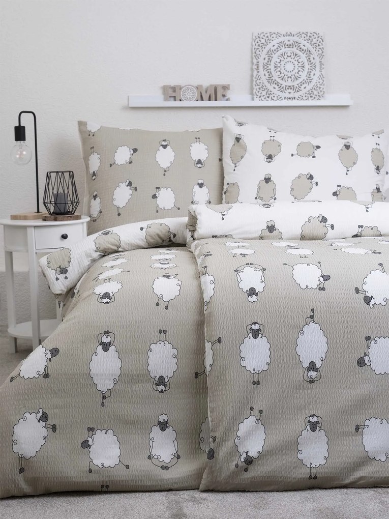 Francúzske krepové obliečky Renforcé - Ovečky Morning Yoga