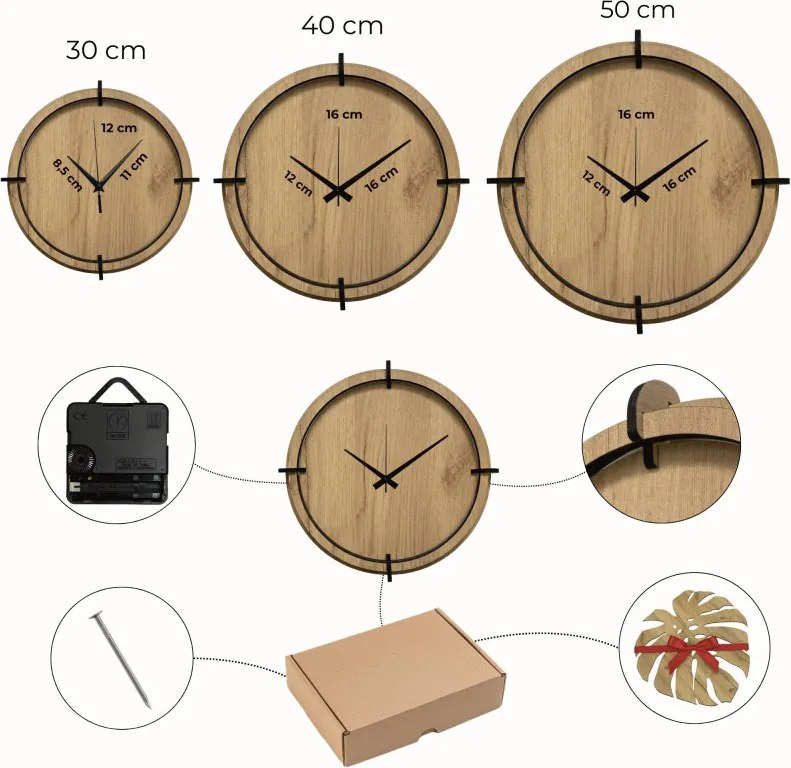 Tiché drevené hodiny s motívom lúčnych tráv pre váš domov | SENTOP HDF0586-GOLD-OAK