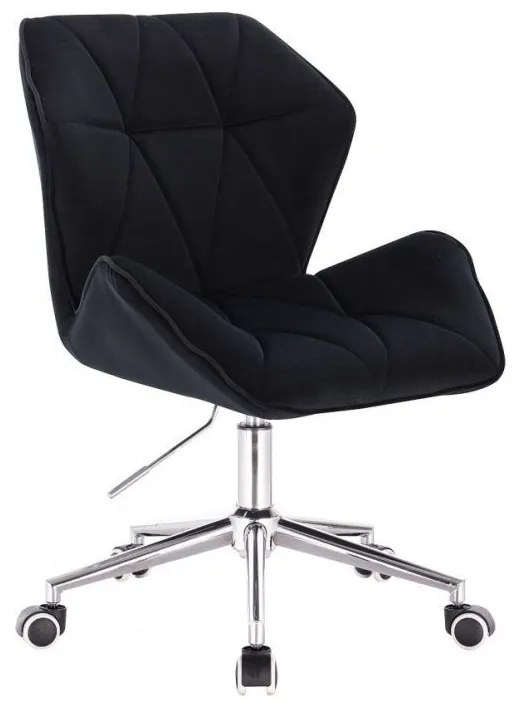 LuxuryForm DESIGN Stolička MILANO MAX VELUR na striebornej podstave s kolieskami - čierna