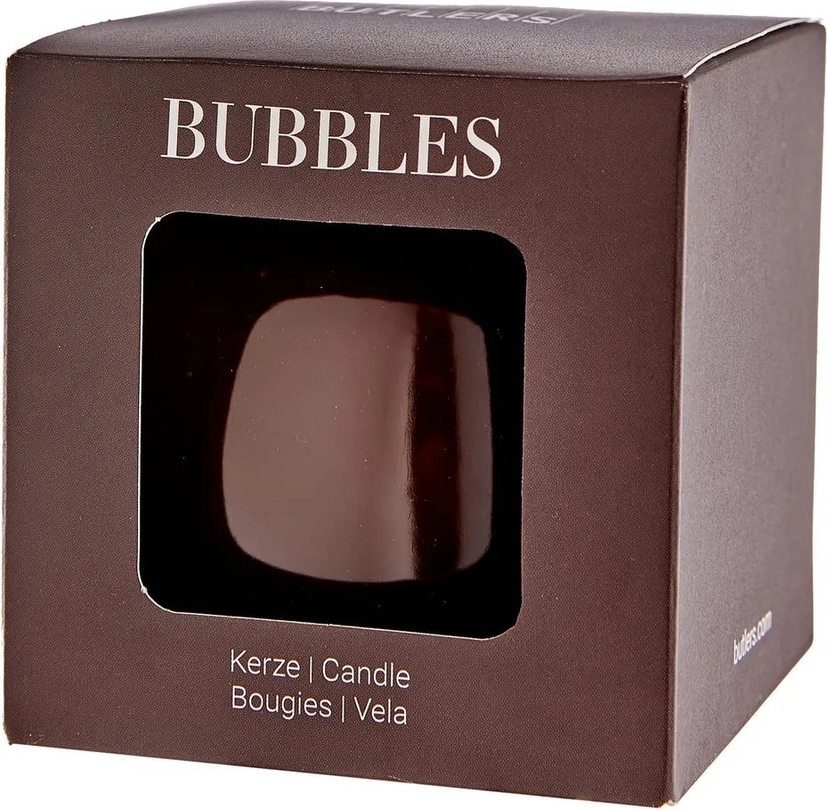 BUBBLES Sviečka guľatá lesklá 8 cm - hnedá