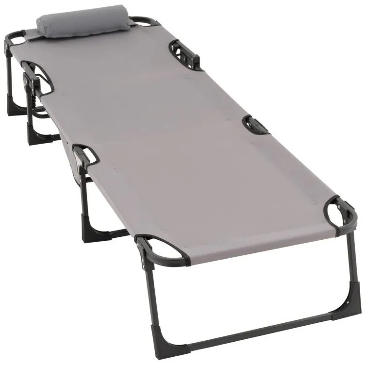 Skladacie lehátko 5 polôh polyester 600D 182 x 60 x 30 cm sivé D104115