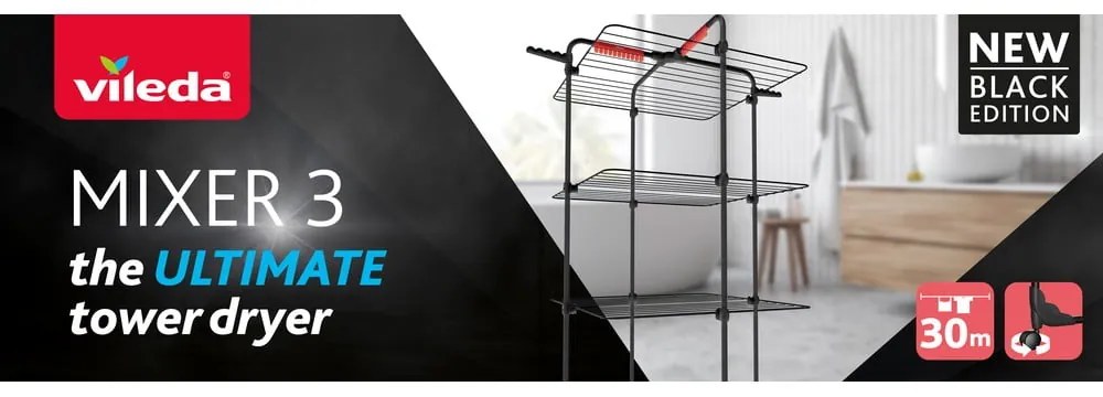 Čierny sušiak na bielizeň 30 m Mixer 3 – Vileda